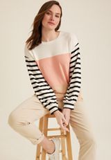 Multi Stripe Blouson Sleeve Mixer Tee, C1524, small