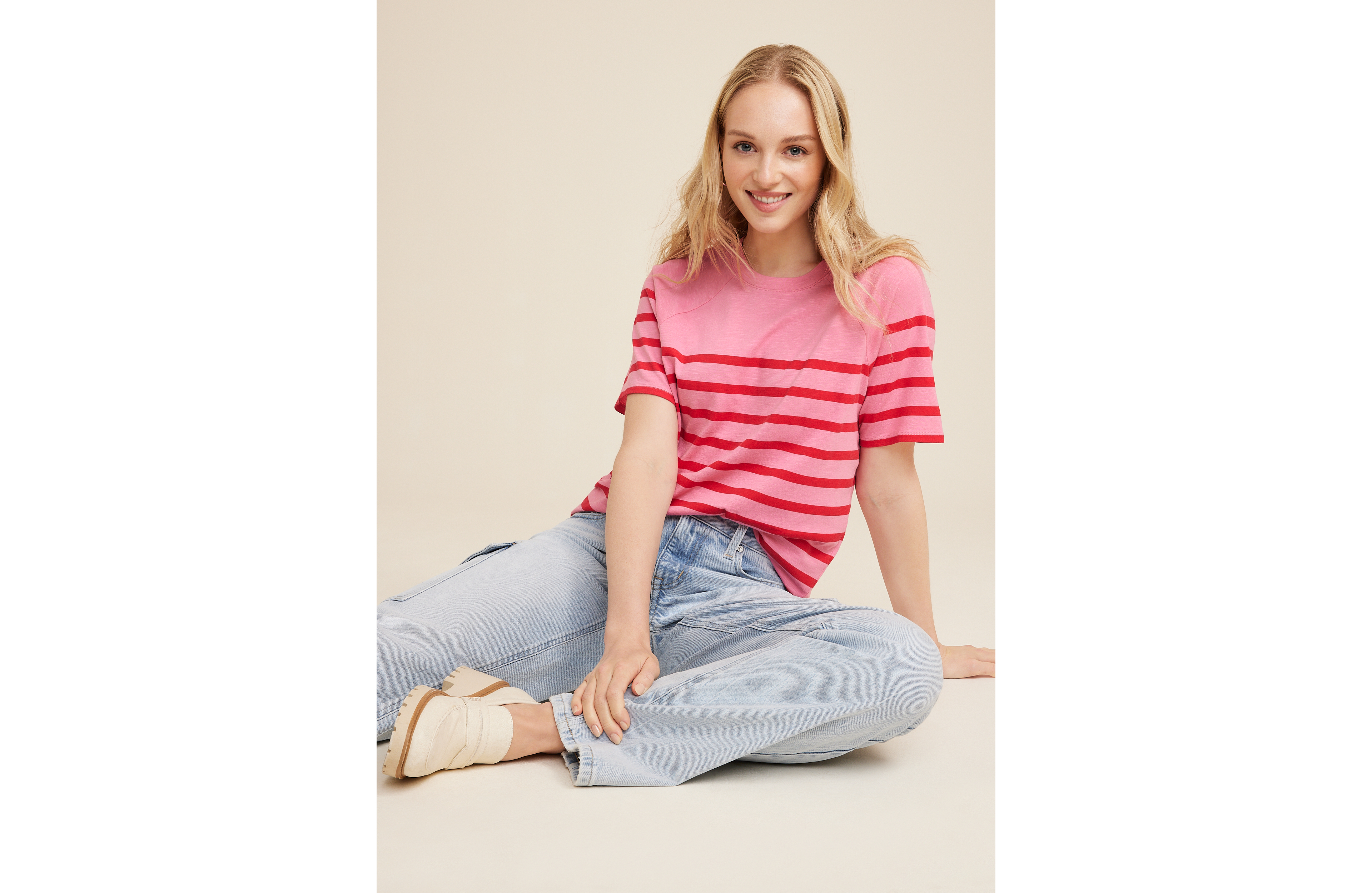 24/7 Eden Pink Striped Tee