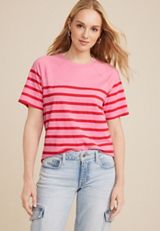 24/7 Eden Pink Striped Tee, C3593, small