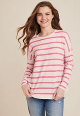 Striped Heart Elbow Patch Mixer Tee, C2616, small