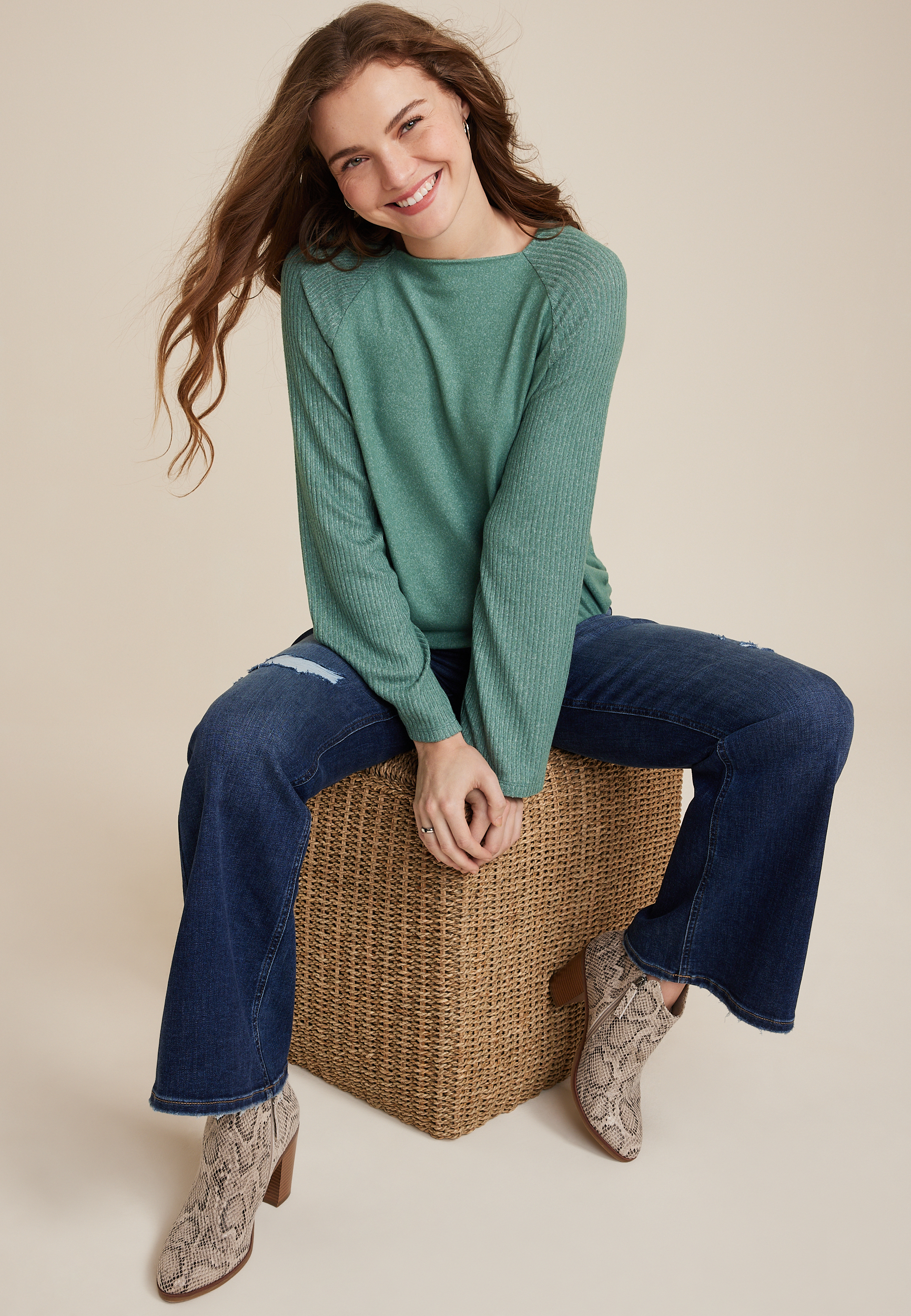24/7 Wide Sleeve Bubble Hem Tee, C531, large