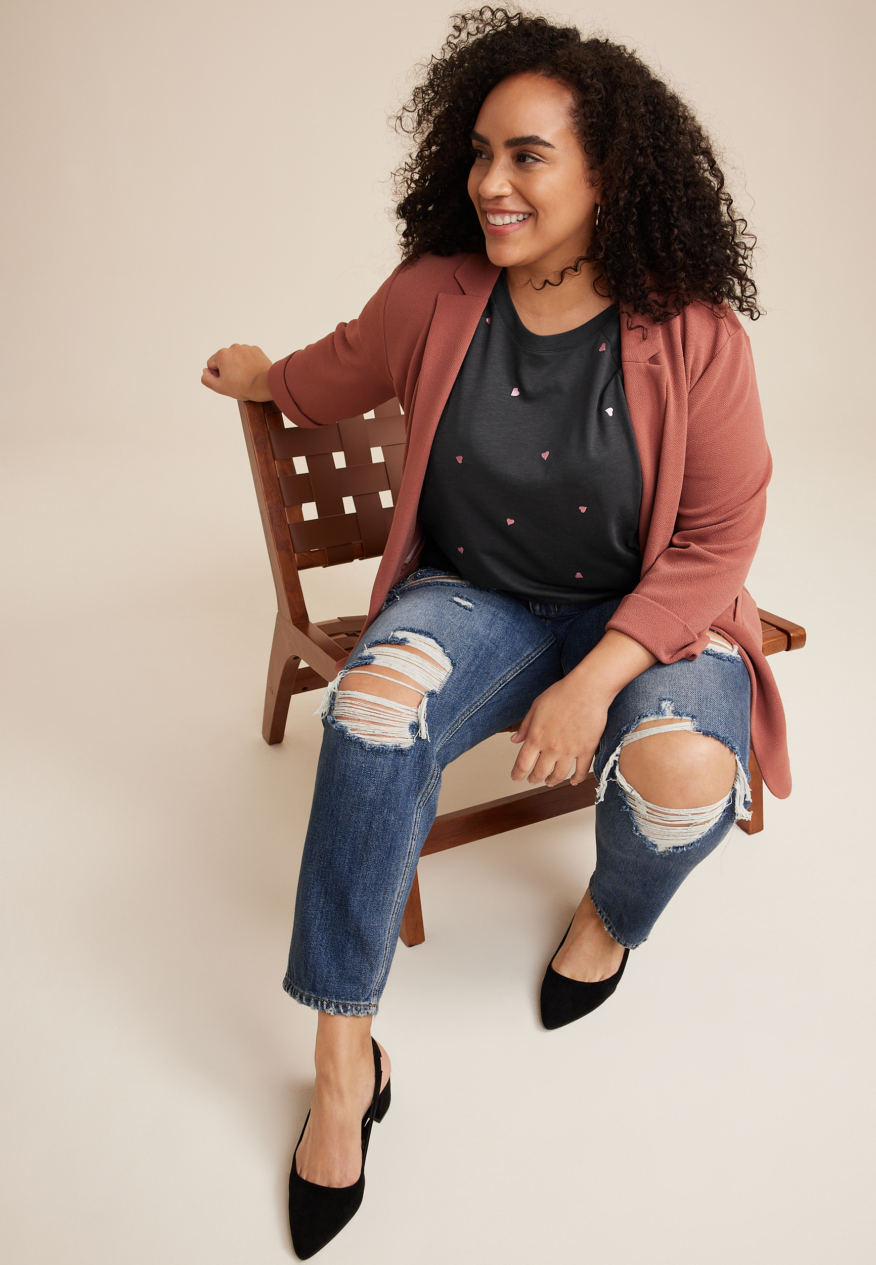 Plus Size 24/7 Eden Metallic Heart Tee, C5786, large