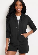 Cloud Stretch Full Zip Hoodie, BLACK, small
