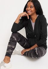 Cloud Stretch Full Zip Hoodie, BLACK, small