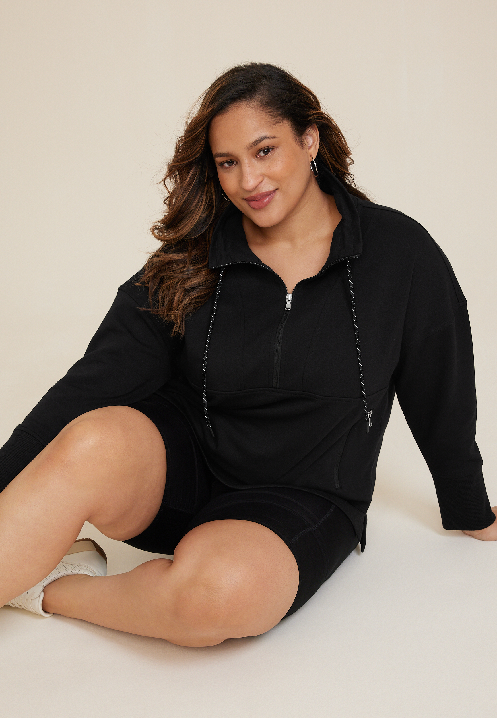 Plus Size Spring Autumn Women Pullovers Hoodies Medium Long Faux Two Piece  O Neck Loose Thin Top Sweatshirts Casual Black 210803 From 13,1 €