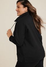 Plus Size Quarter Zip Sweatshirt, BLACK, small