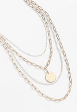 Mix Metal Layered Necklace, MIXED METAL, small