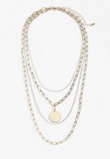 Mix Metal Layered Necklace, MIXED METAL, small