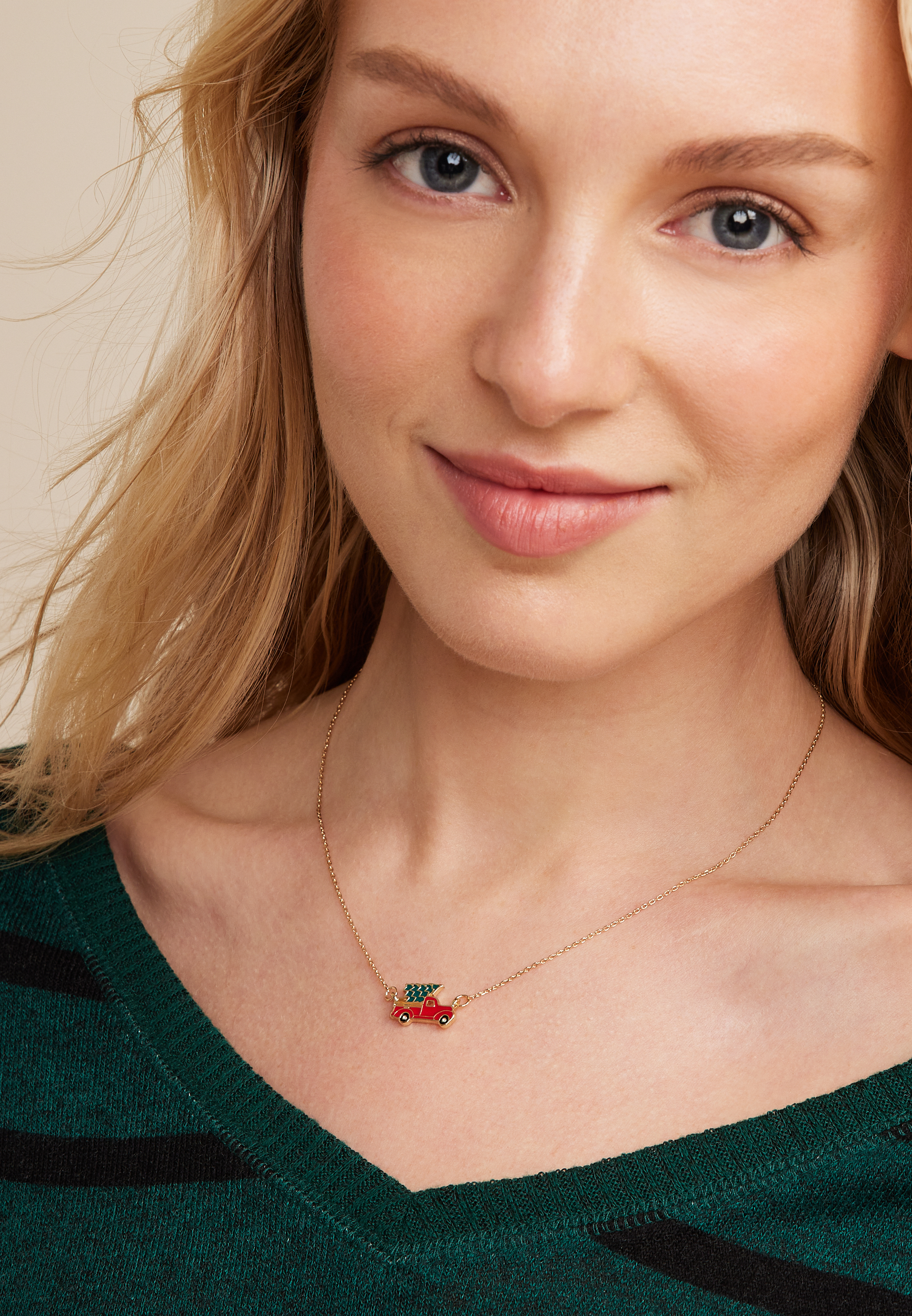 Holiday Truck Pendant Necklace, , large