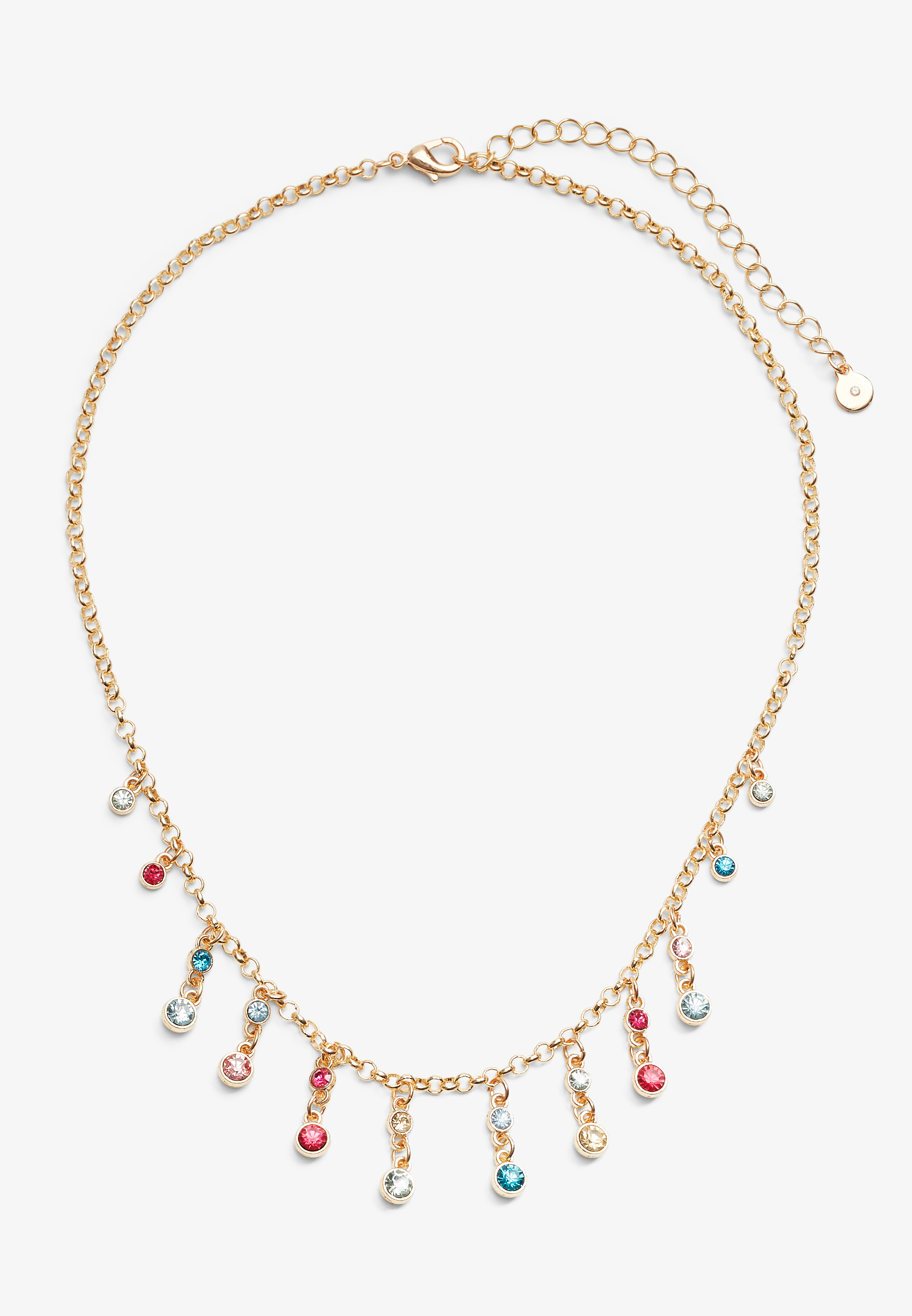 Multicolor Rhinestone Drop Necklace, C605, large