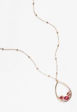 Pink Cluster Pendant Teardrop Necklace, , small
