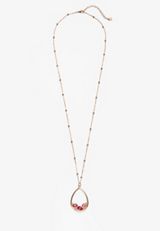 Pink Cluster Pendant Teardrop Necklace, , small