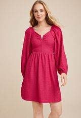 Notch Neck Babydoll Dress, C4657, small