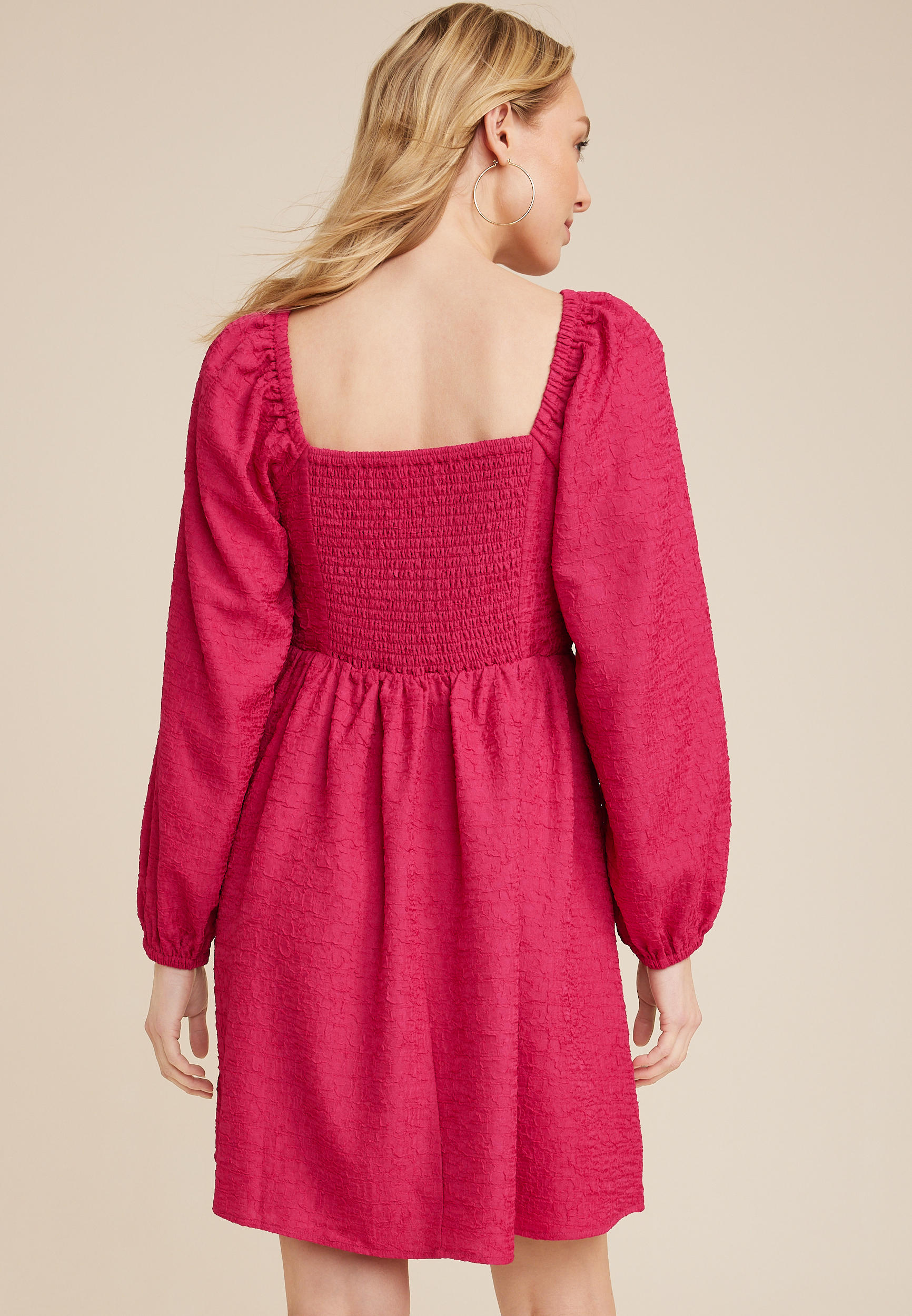 Notch Neck Babydoll Dress, C4657, large
