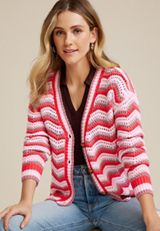 Chevron Button Down Cardigan, C6982, small