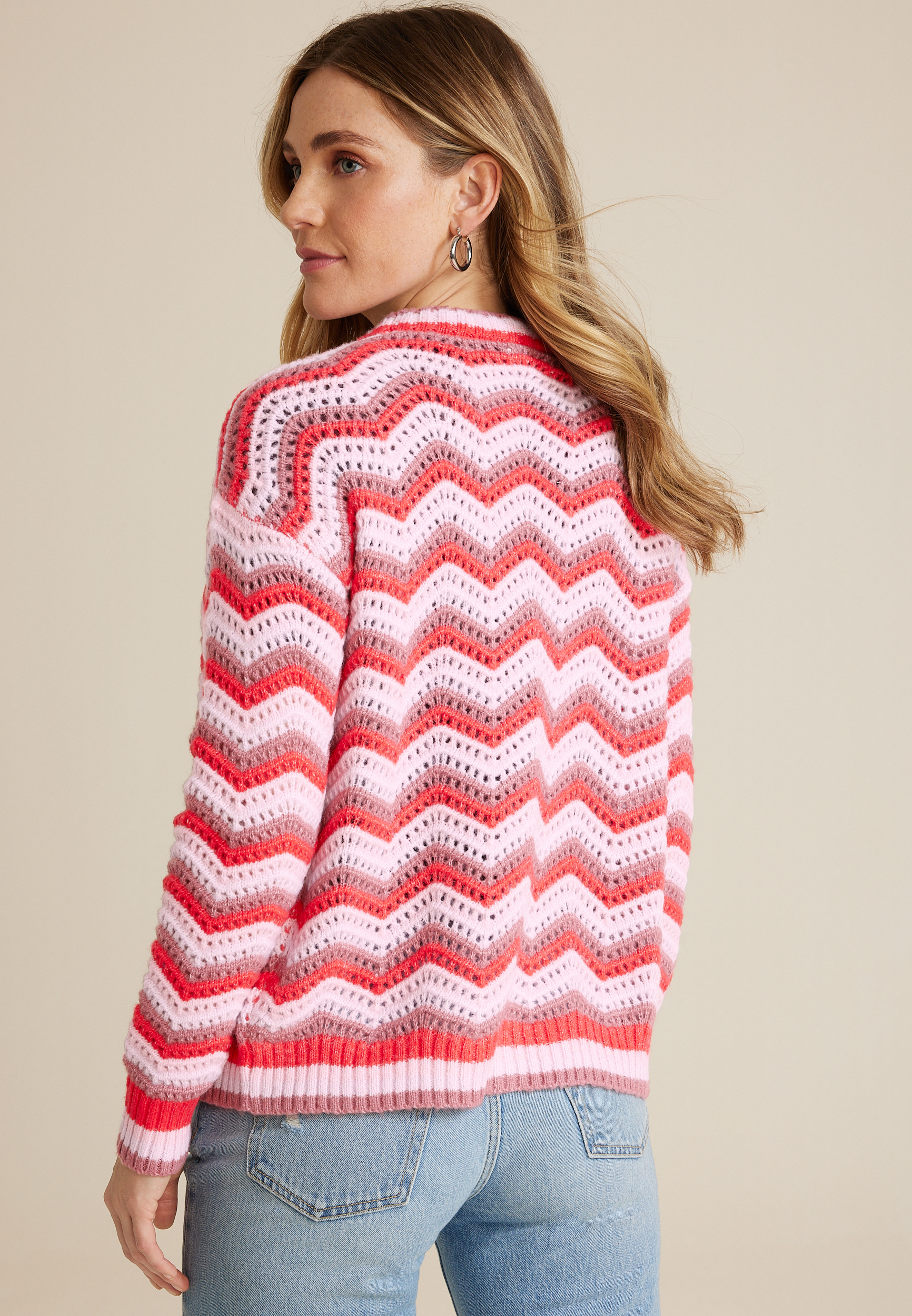 Chevron Button Down Cardigan, C6982, large