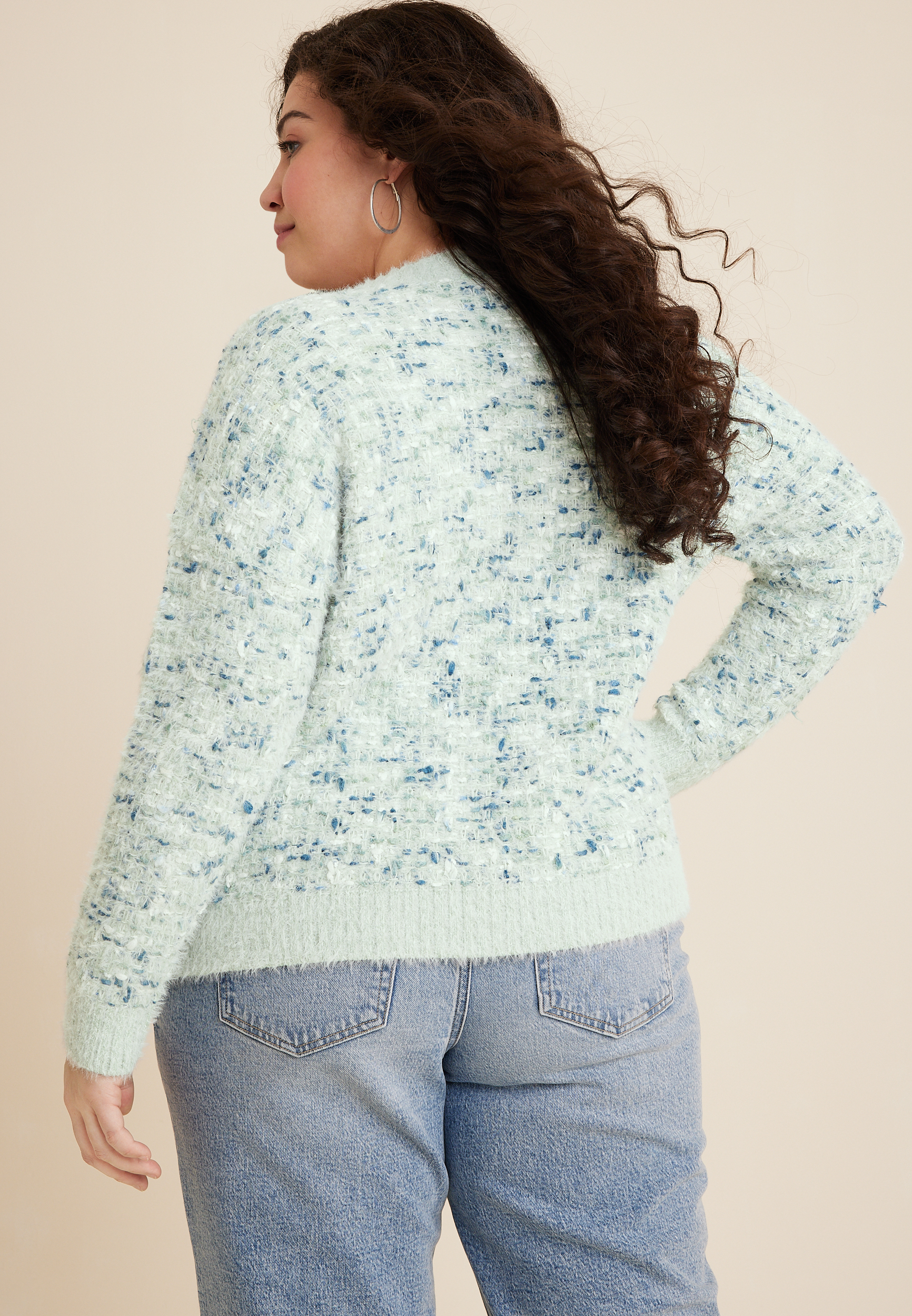 Plus Size Popo Eyelash Sweater, C9315, large