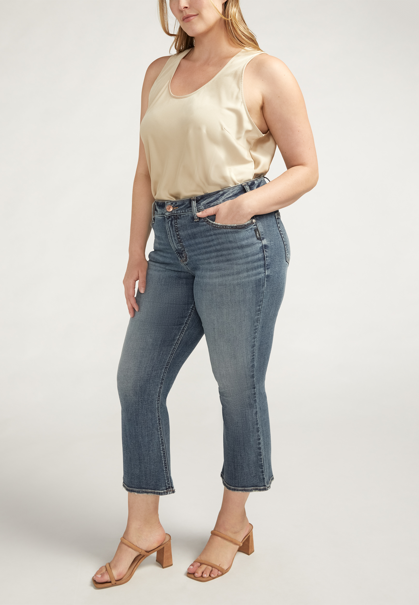 Plus Size Silver Jeans Co.&reg; Suki Curvy Mid Rise Kick Flare Cropped Jean, C258, large