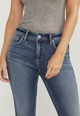 Silver Jeans Co.&reg; Elyse Curvy Mid Rise Luxe Stretch Thick Stitch Cropped Jean, DARK SANDBLAST, small