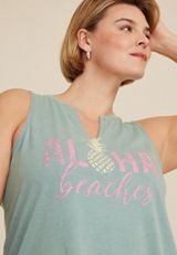 Plus Size Aloha Beaches Graphic Tank, C3566, small