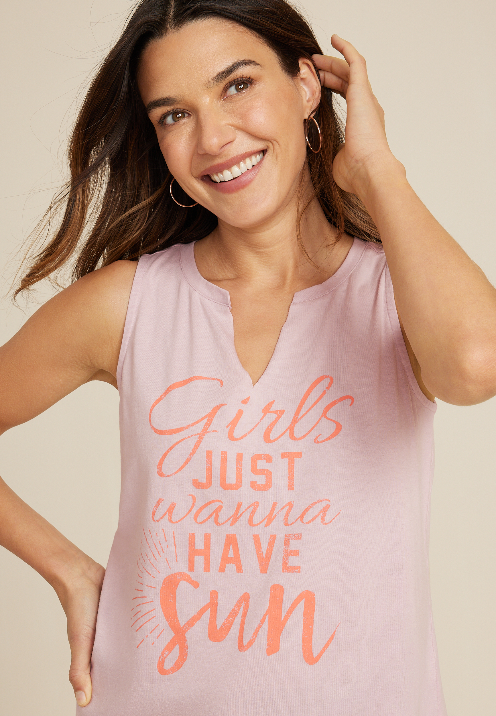 Girls Just Wanna Have Sun Graphic Tank, C595, large