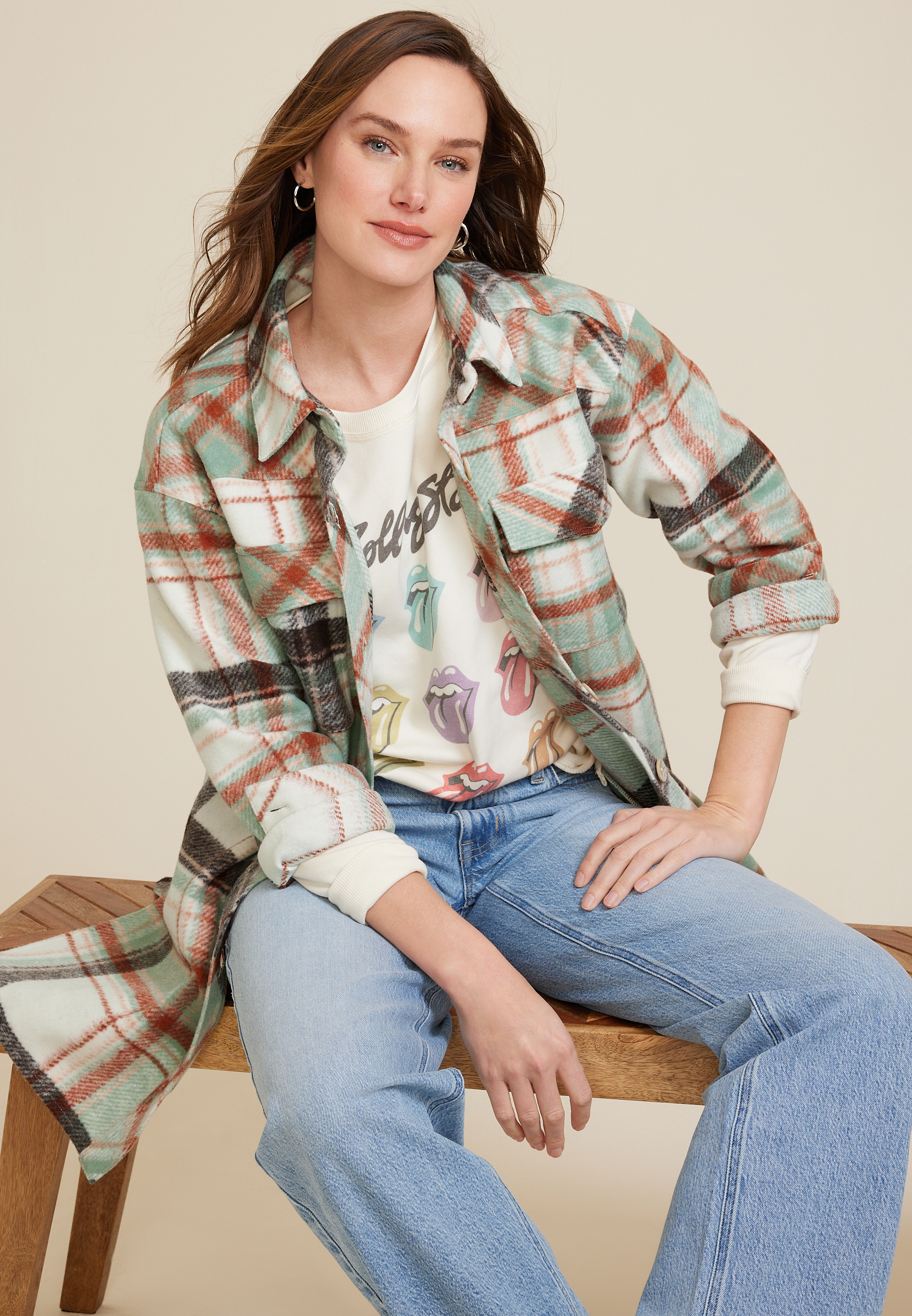 Plaid Mixer Shacket, C3986, large