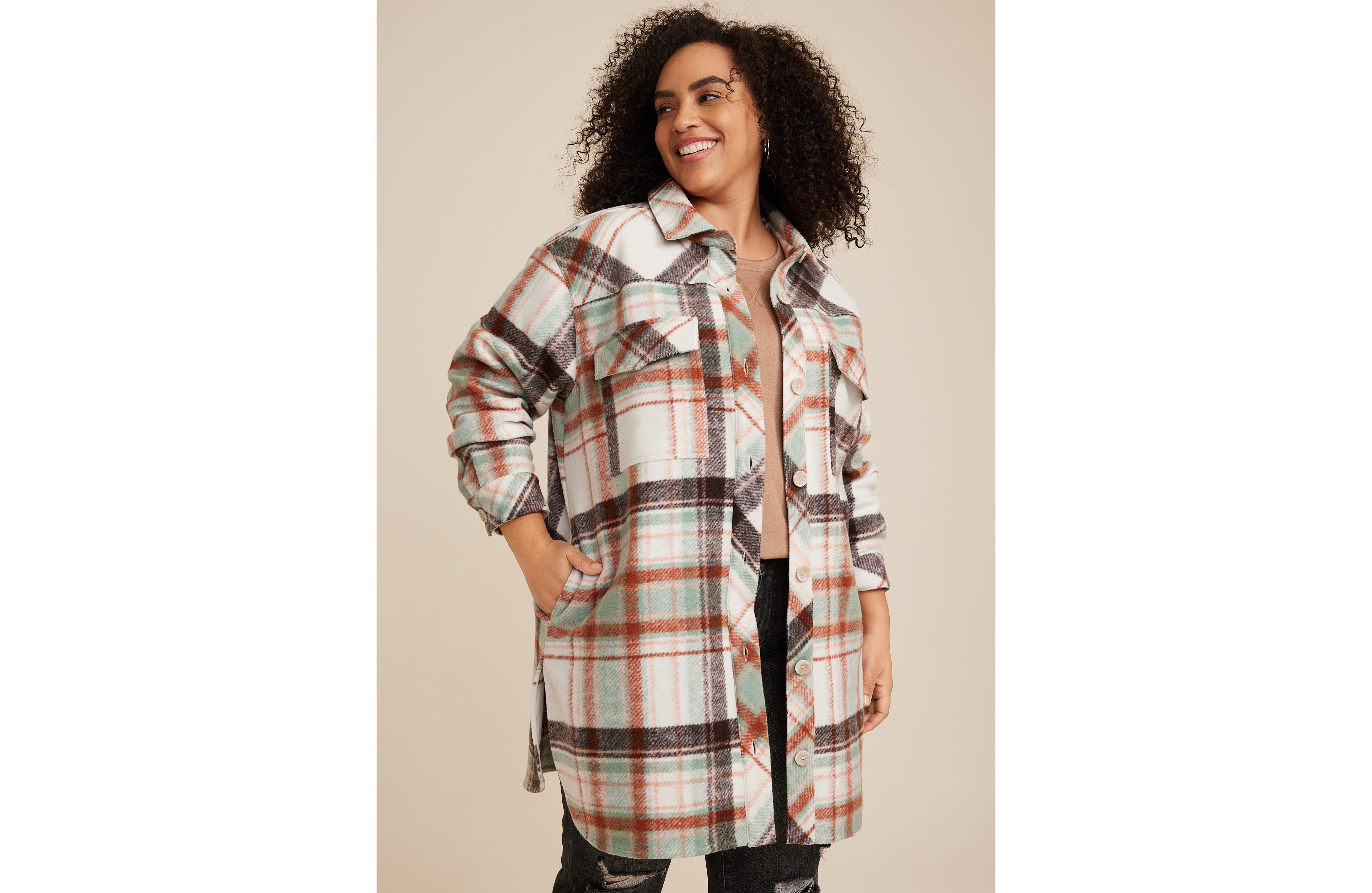 Plus Plaid Mixer Shacket