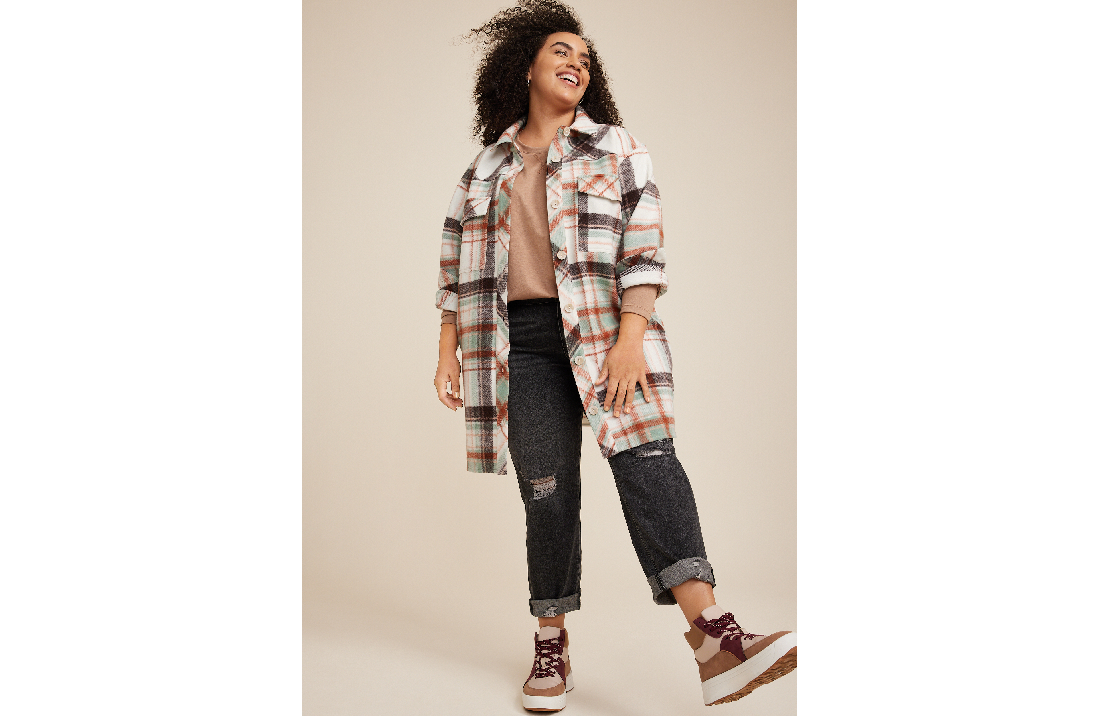 Plus Plaid Mixer Shacket