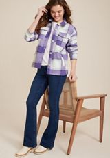 Shoreline Purple Plaid Shortie Shacketâ€‹, C9384, small