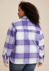 Plus Size Shoreline Purple Plaid Shortie Shacket​, C9384, small
