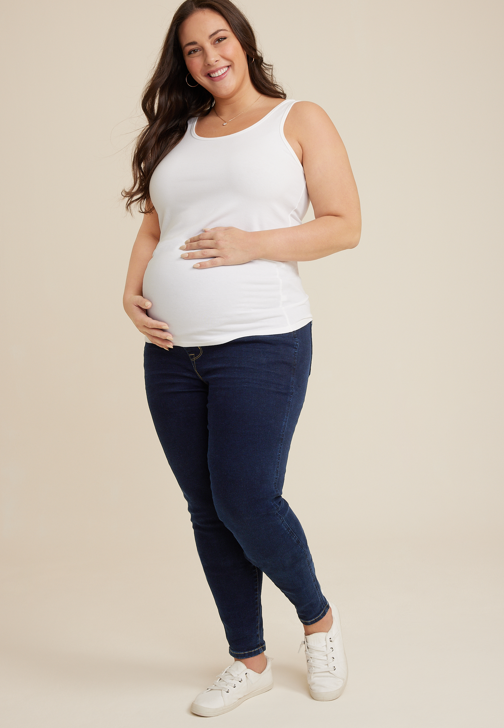 Black Over Bump Plus Size Maternity Trousers