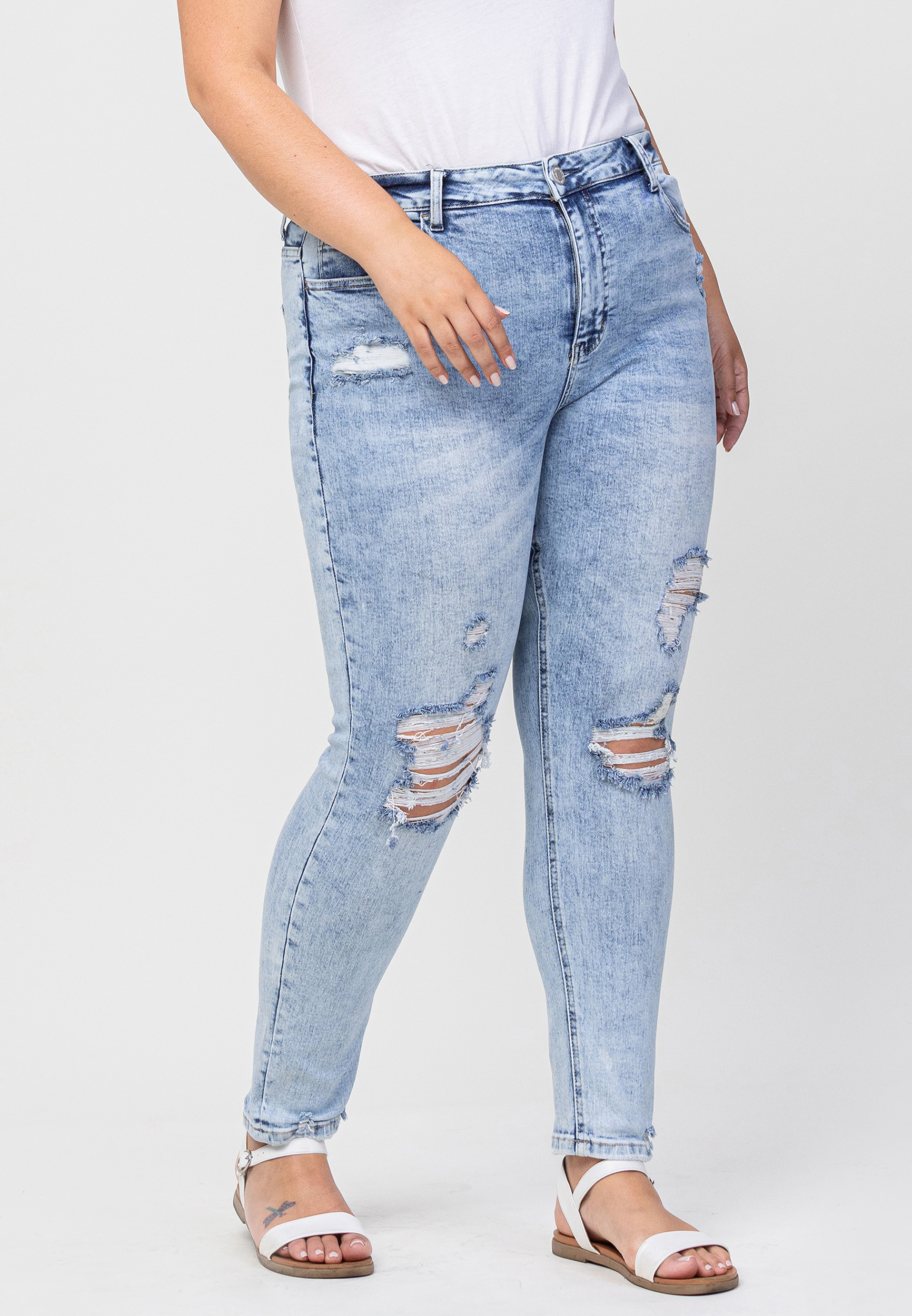 Plus Size Vervet&trade; Skinny High Rise Ripped Jean, LIGHT SANDBLAST, large