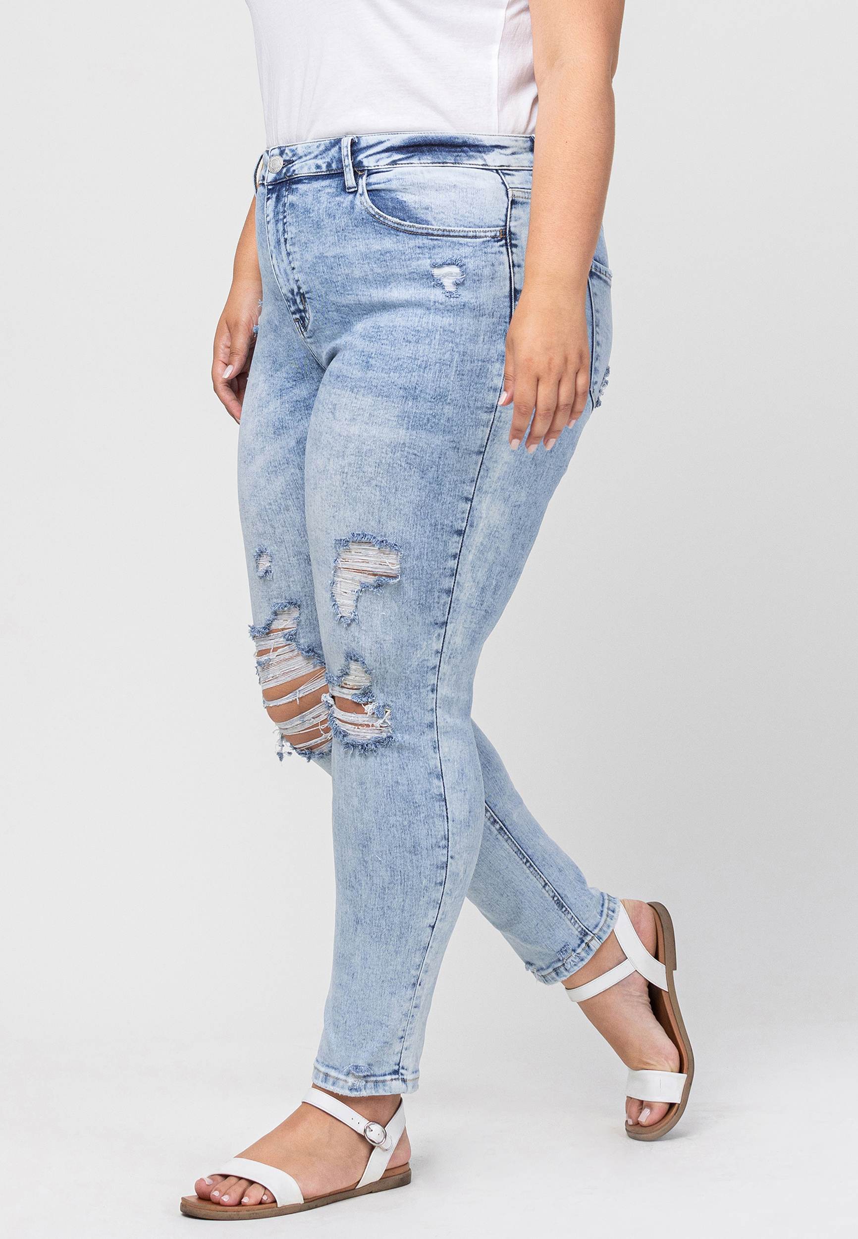 Plus Size Vervet&trade; Skinny High Rise Ripped Jean, LIGHT SANDBLAST, large
