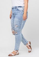 Plus Size Vervet&trade; Skinny High Rise Ripped Jean, LIGHT SANDBLAST, small
