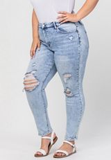 Plus Size Vervet&trade; Skinny High Rise Ripped Jean, LIGHT SANDBLAST, small