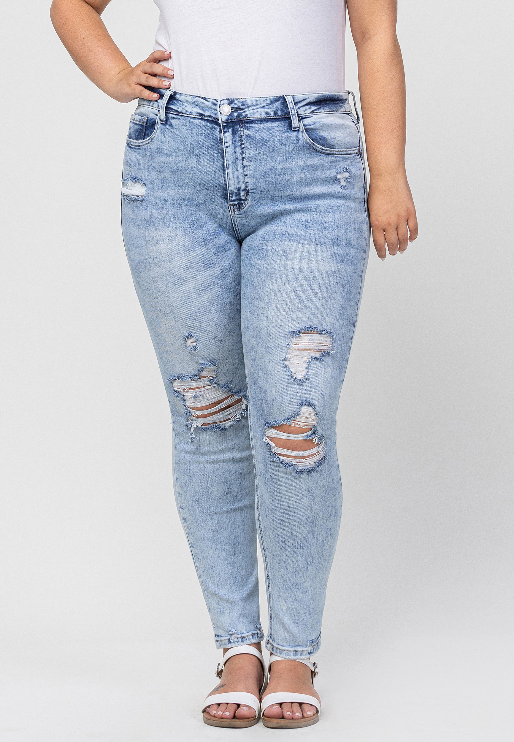 Plus Size Vervet&trade; Skinny High Rise Ripped Jean, LIGHT SANDBLAST, large