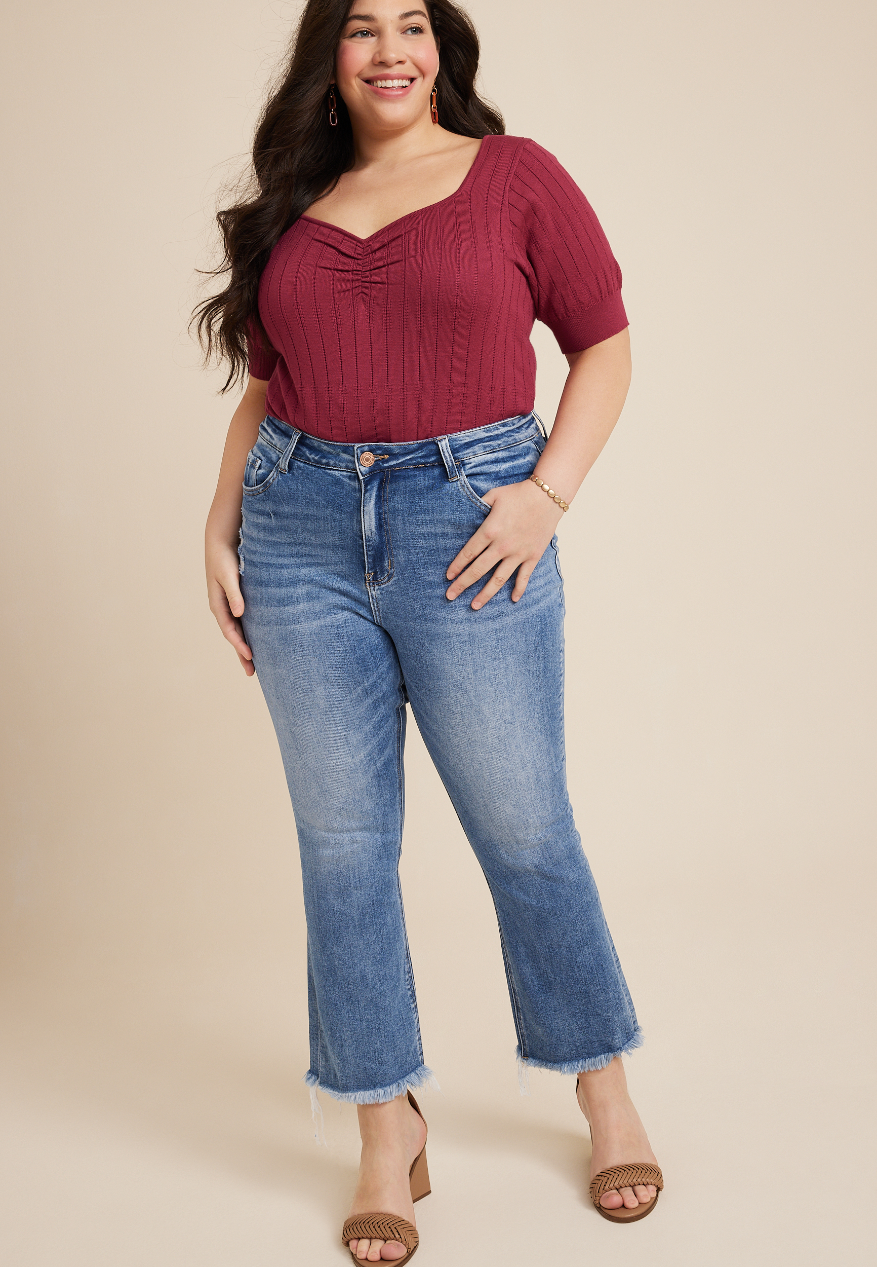 Plus Size Vervet™ Ankle Kick Flare High Rise Cropped Jean | maurices