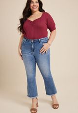 Plus Size Vervet&trade; Ankle Kick Flare High Rise Cropped Jean, C3337, small