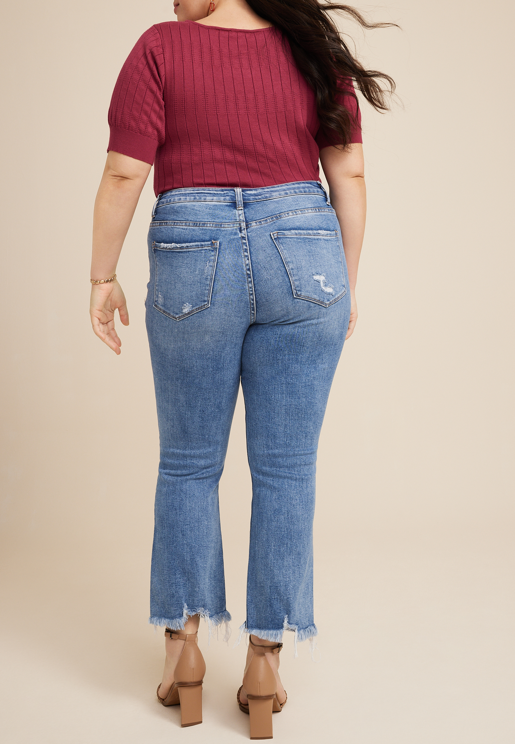 Plus Size Vervet&trade; Ankle Kick Flare High Rise Cropped Jean, C3337, large