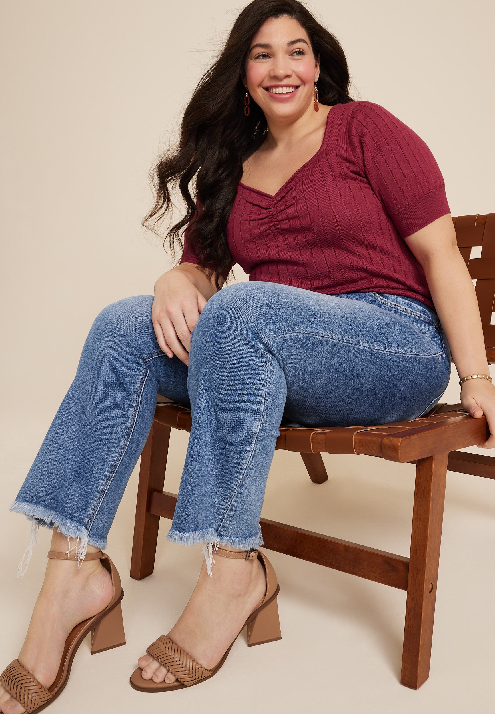 Plus Size Vervet&trade; Ankle Kick Flare High Rise Cropped Jean, C3337, large
