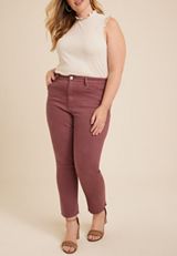 Plus Size Vervet&trade; Burgundy Ankle Straight High Rise Jean, C830, small
