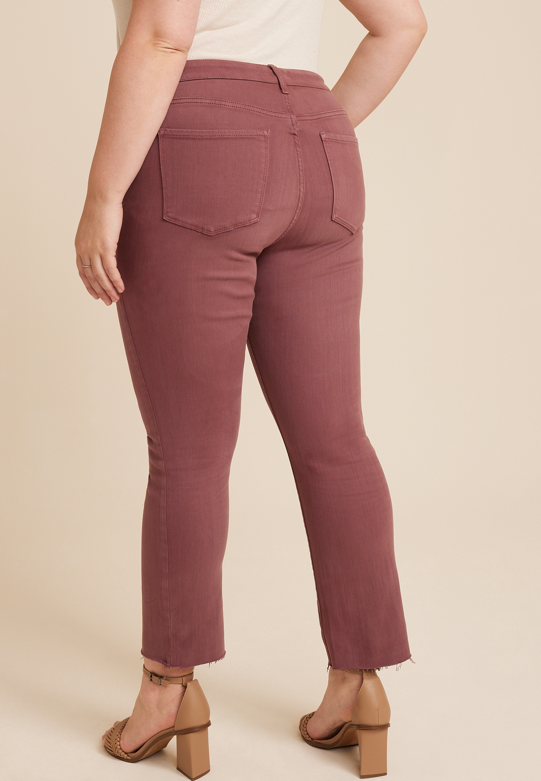Plus Size Vervet&trade; Burgundy Ankle Straight High Rise Jean, C830, large