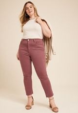 Plus Size Vervet&trade; Burgundy Ankle Straight High Rise Jean, C830, small