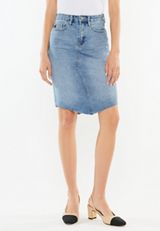 KanCan&trade; Raw Hem Midi Denim Skirt, C3337, small
