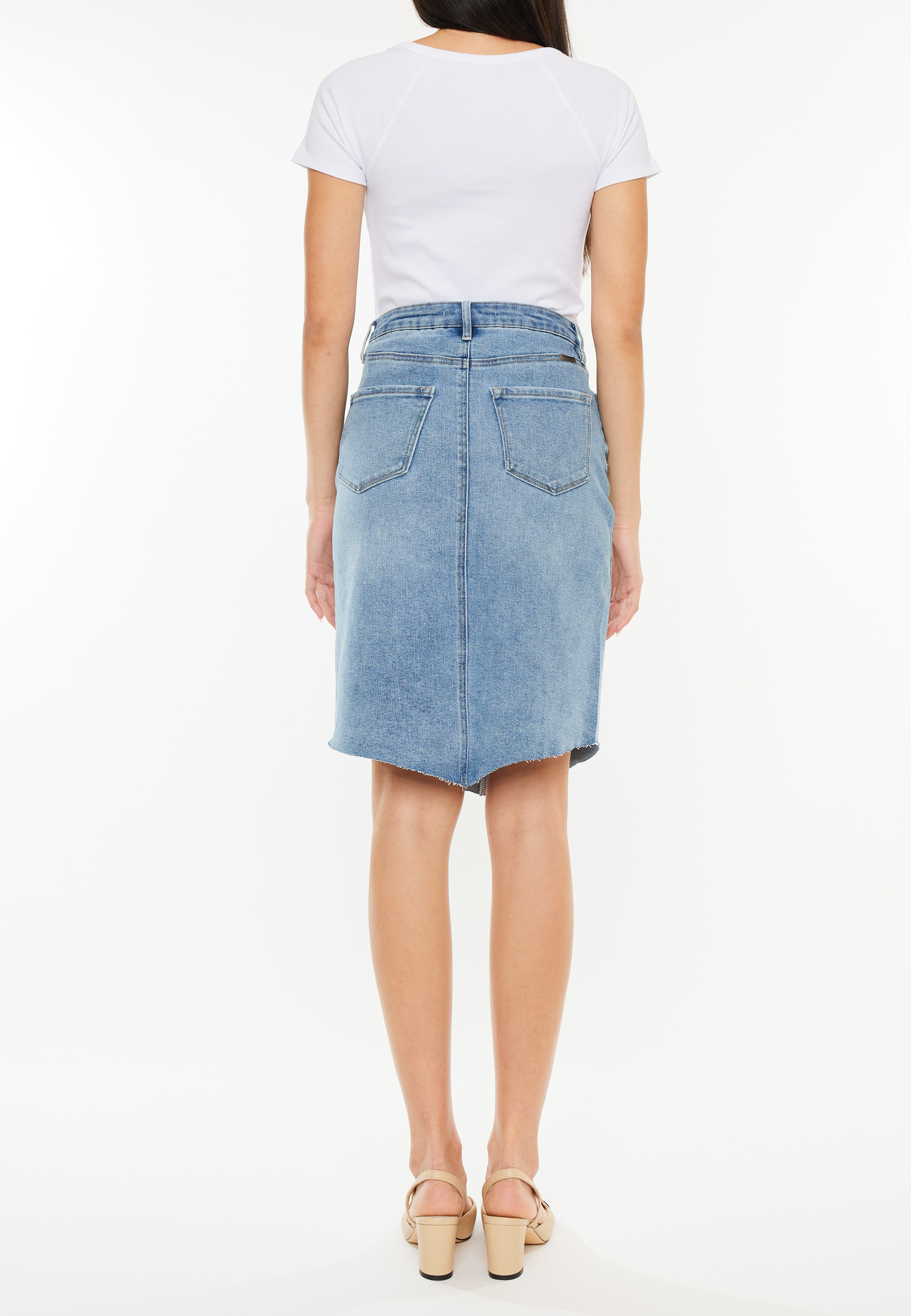 KanCan&trade; Raw Hem Midi Denim Skirt, C3337, large