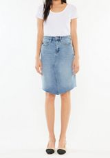 KanCan&trade; Raw Hem Midi Denim Skirt, C3337, small
