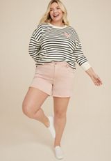 Plus Size KanCan&trade; High Rise Frayed Hem 5in Short, PINK, small
