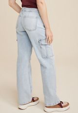edgely&trade; Mid Rise Relaxed Boyfriend Straight Cargo Jean, C2806, small