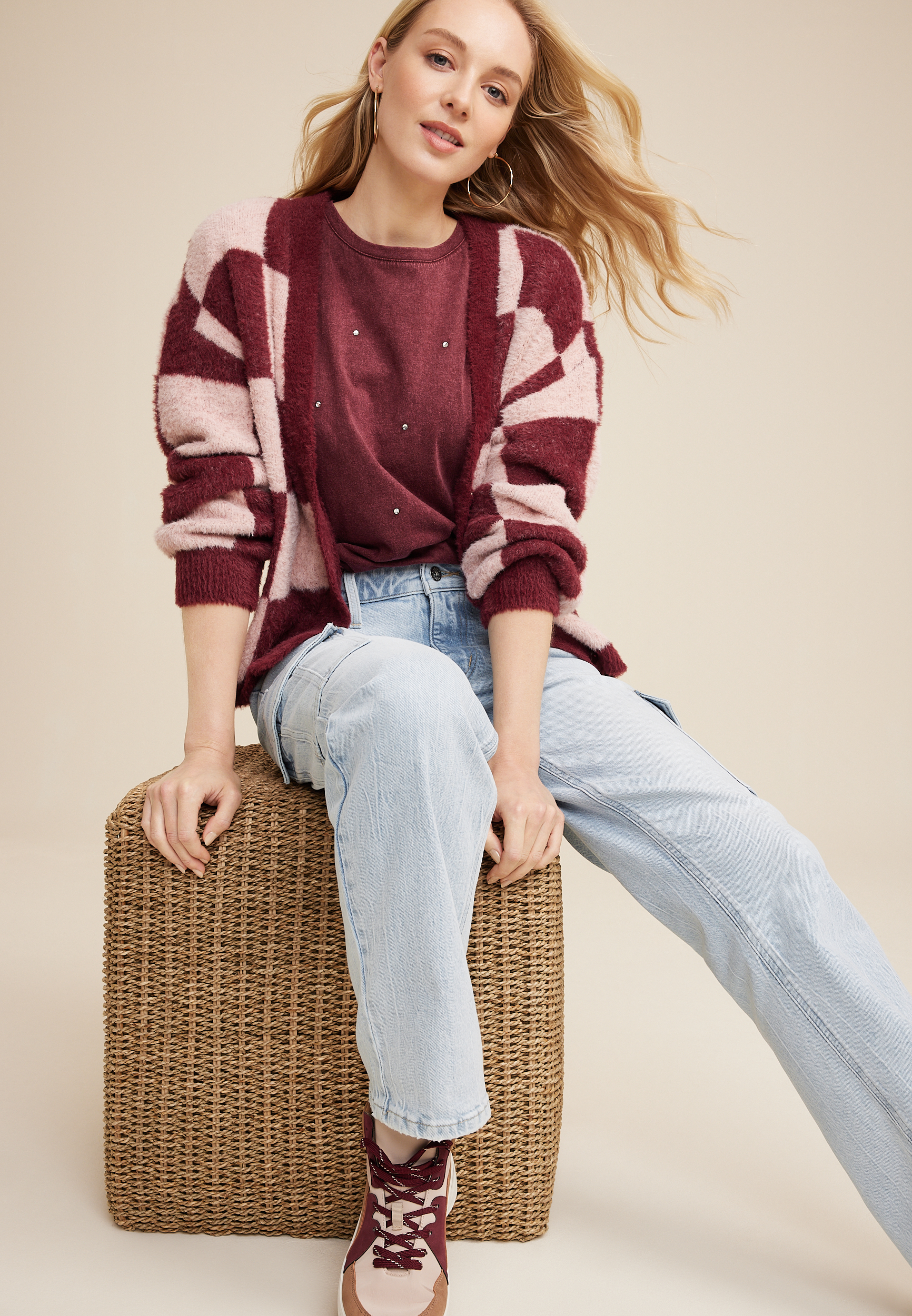 edgely&trade; Mid Rise Relaxed Boyfriend Straight Cargo Jean, C2806, large