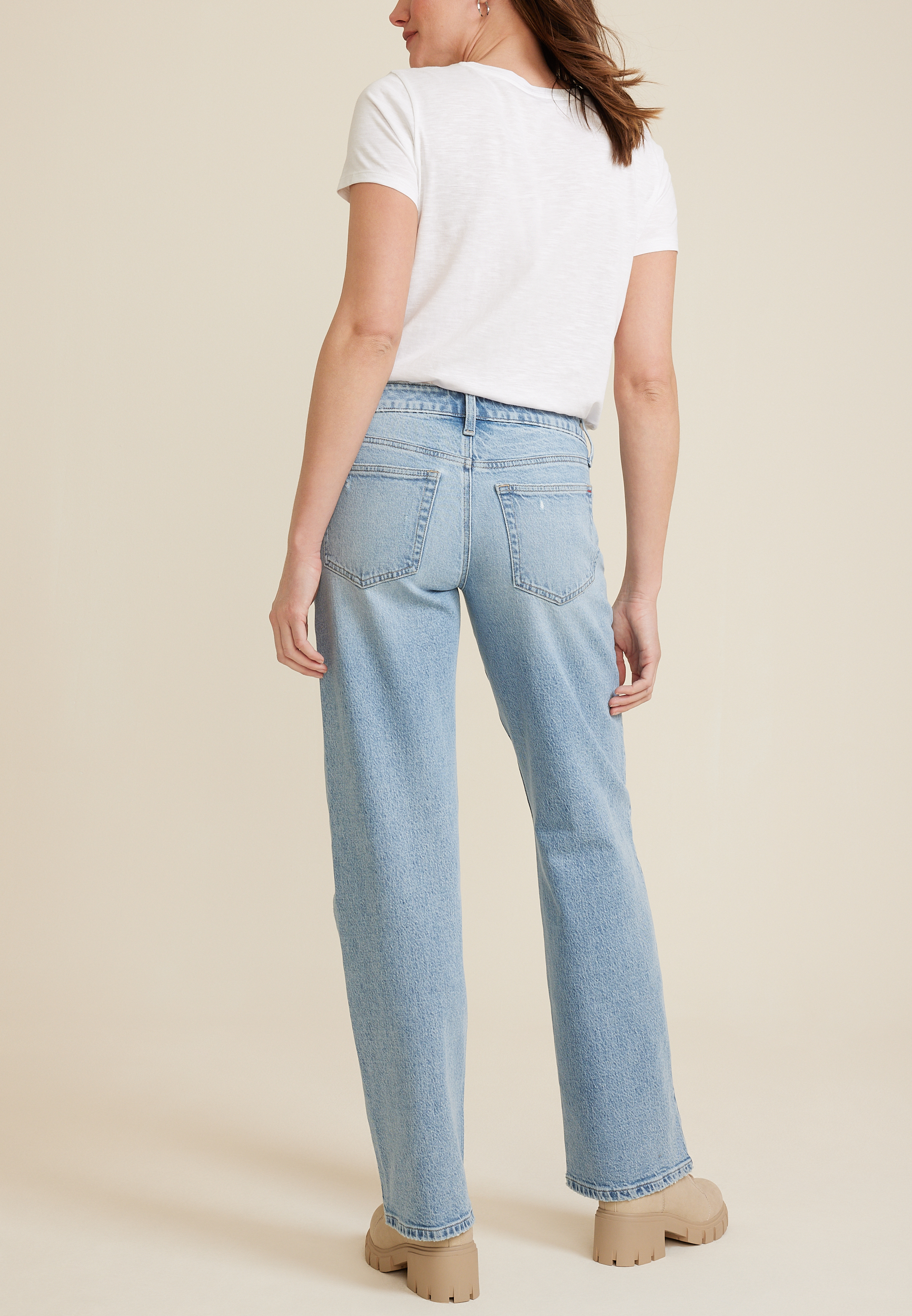 edgely&trade; Mid Rise Relaxed Boyfriend Wide Leg Jean, C3337, large